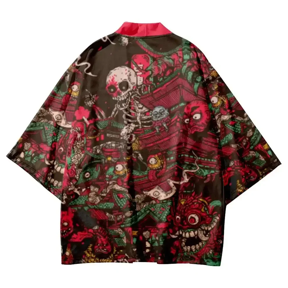 

Yokai Party Haori Ethnic Style Flower Series Kimono Cloak Loose Seven-Sleeve Cardigan 3D Digital Printed Shirt