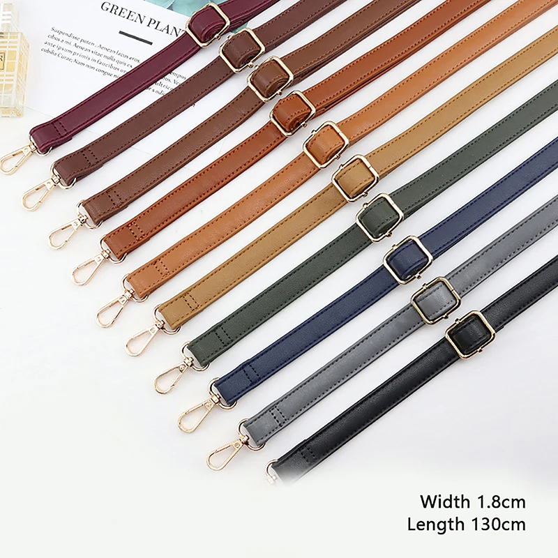 130cm Long Adjustable PU Leather Bag Strap For Crossbody 1.8cm Wide Shoulder Bag Strap Replacement Handbags Accessories