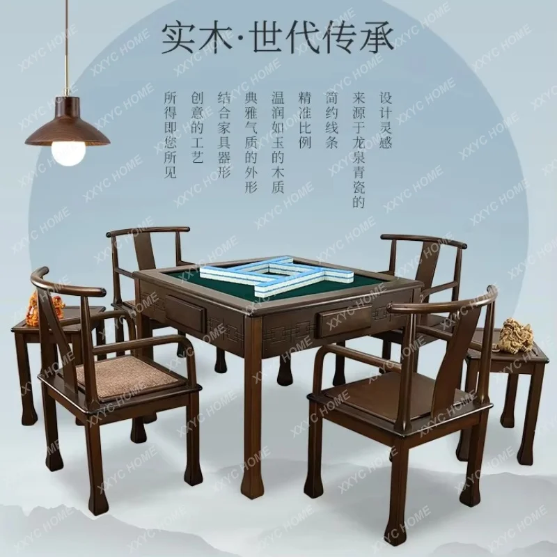 XXWood Mahjong Machine Automatic Household Dining Table Dual-Use Tea Table Integrated Electric Mahjong Table Mute Machine Linen