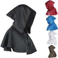 1Pc Halloween Cosplay Death Cape Short Hooded Cloak Wizard Witch Costumes Vampire Devil Wizard Black Cape Cowl Party Accessories