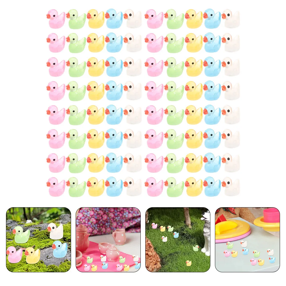 

100 Pcs Mini Duck Miniature Decors Decoration Resin Accessories Gifts Tiny Animals Figures Micro Landscaping Decorations