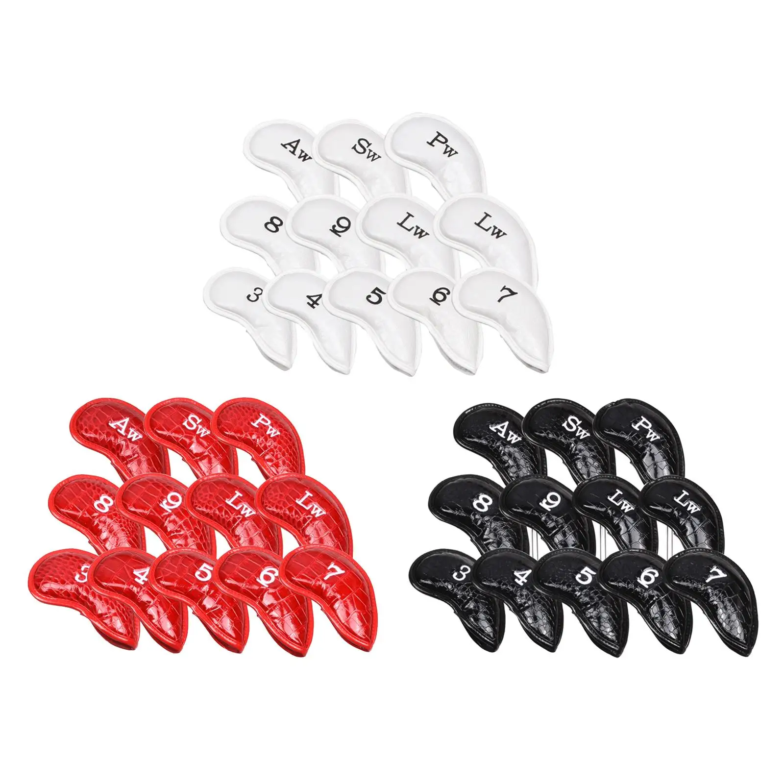 12pcs Universal PU Golf Iron Headcover Waterproof Anti-scratch Accessories