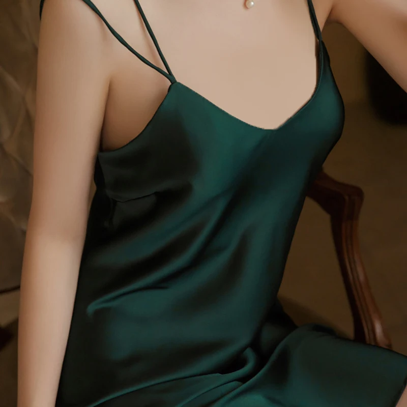 Night Dress Sexy Women Sleepwear Satin Nightgown Backless Lady Nightwear Summer