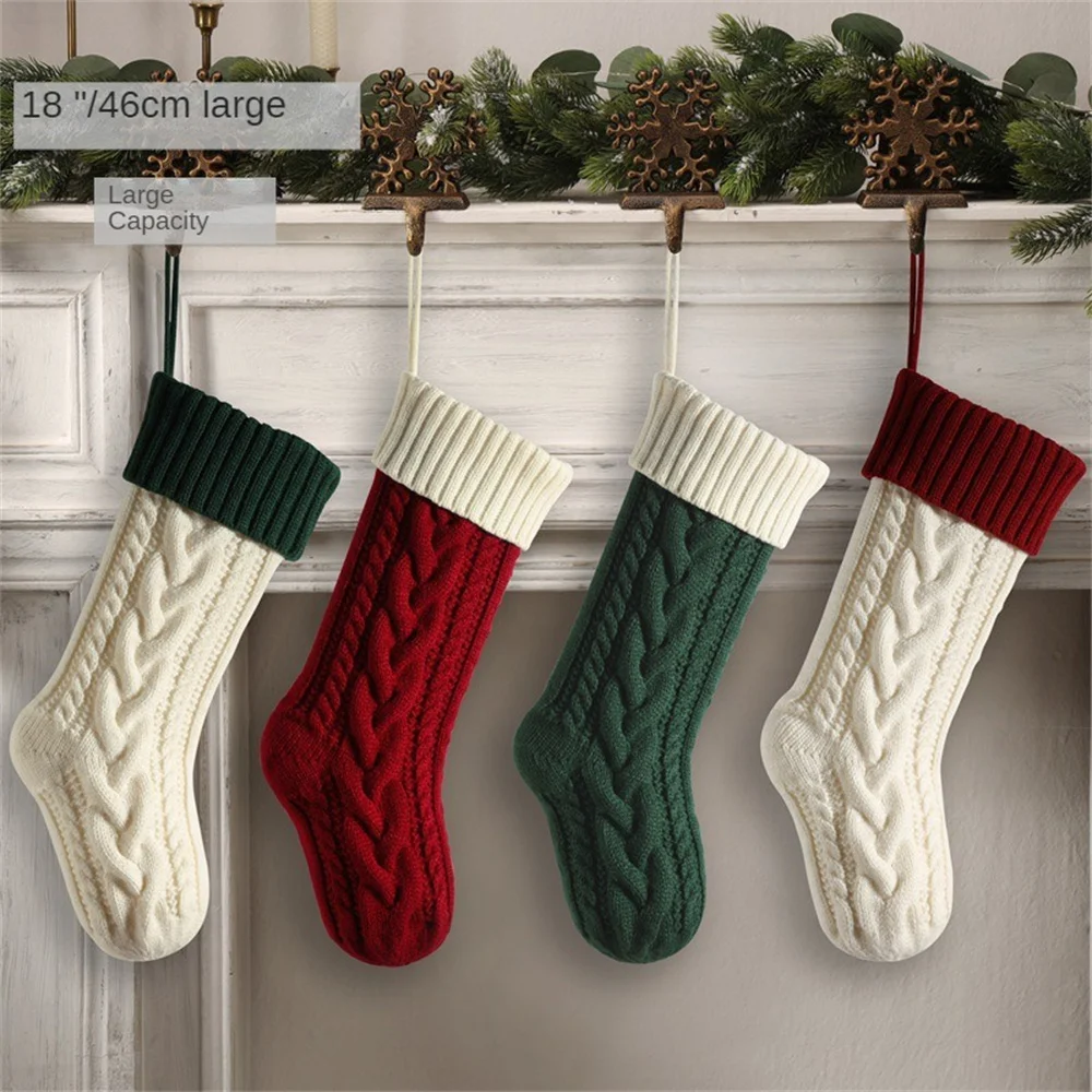 Decorative Socks Wear-resistant High Capacity Christmas Gift Socks Comfortable Exquisite Knitted Christmas Stockings Reusable