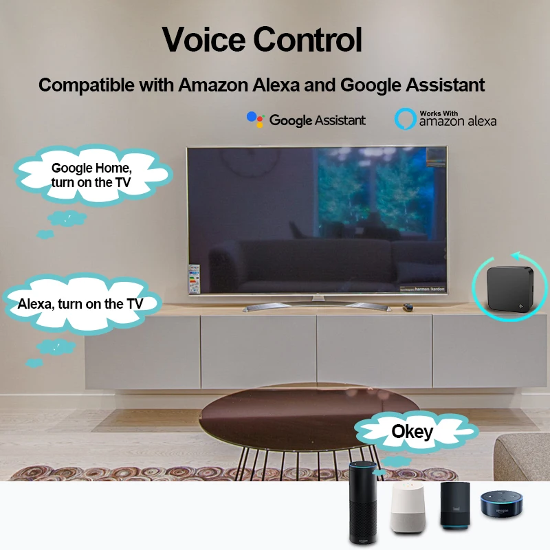 Smartlife-Control remoto Ir con Wifi, Sensor de temperatura y humedad para aire acondicionado, Tv, Dvd, compatible con Yandex y Google Home