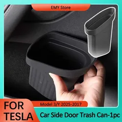 For Tesla Model Y 2025 Car Door Trash Can Silicone Door Storage Box Waterproof Garbage Can 2024 Model 3 Car Accessories