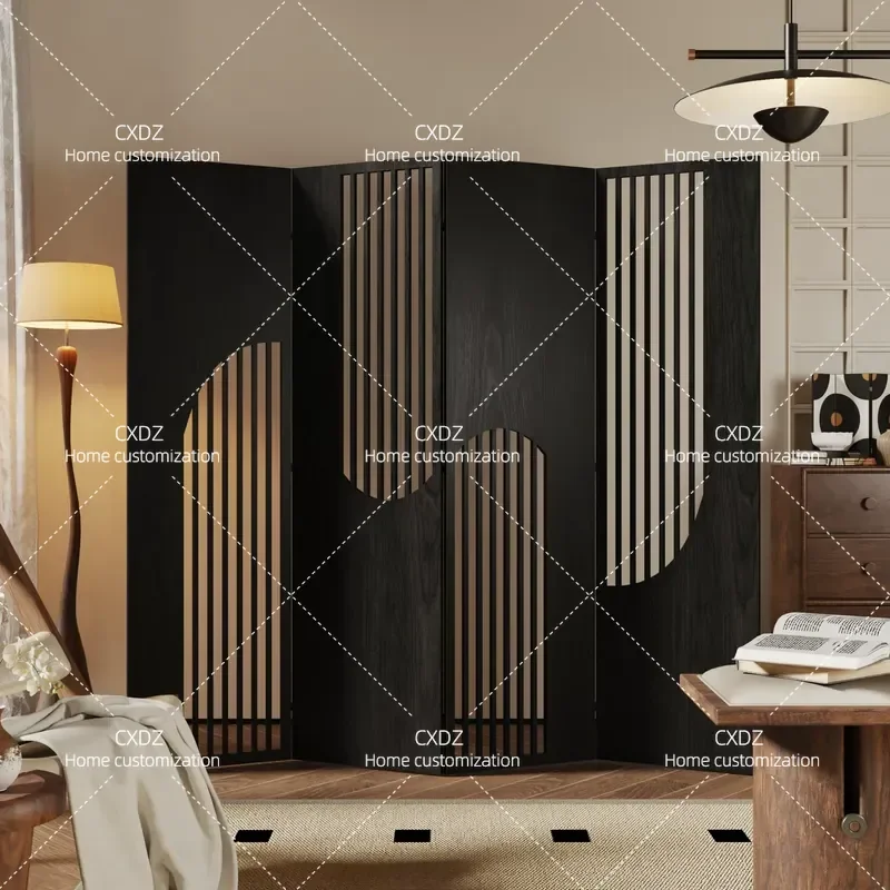 Medieval Style Screen Partition for Living Room Mobile Folding Baffle Light Luxury Home Room Shelter Simple Modern Design