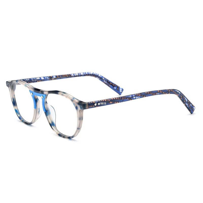 Belight Optical  Women Acetate with Metal Fancy Colorful Contrast  Color Design Spectacle Frame Precription Lens 19180