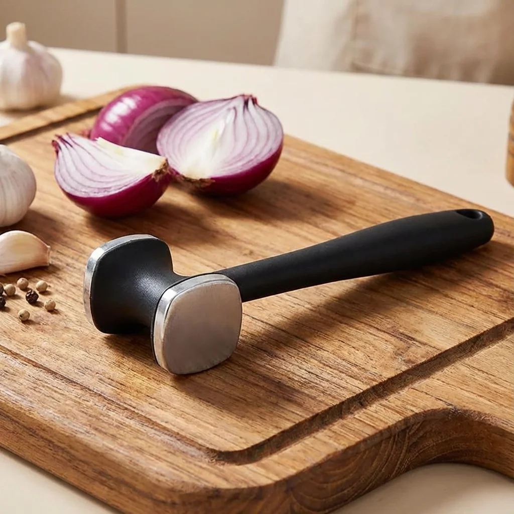 

Kitchen Long-Handle Non-Slip Meat Hammer - Stainless Steel Tined Meat Tenderizer Home Meat Tenderizing Essential