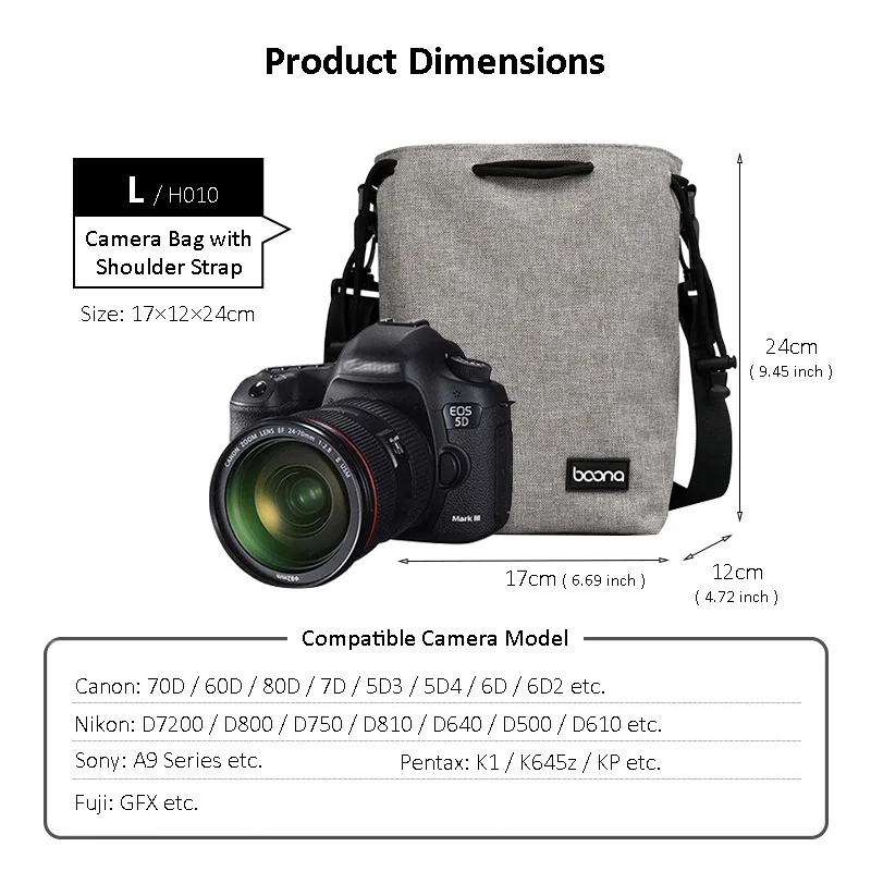 BOONA Camera Shoulder Strap Bag Lens Bag Drawstring Pouch Waterproof Camera Pouch Protective for DSLR Nikon Canon Sony Pentax - view 4