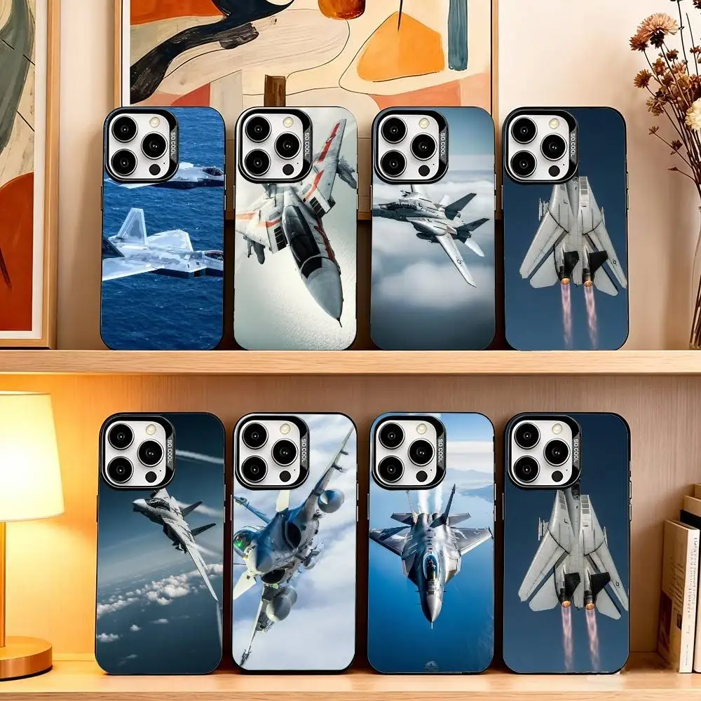 

F-Fighter F35 F-22 Lightning Phone Case For iPhone 17,16,15,14,13,12,11 Plus,Pro Max,XS,Colorful Silver Phone case Funda Cover