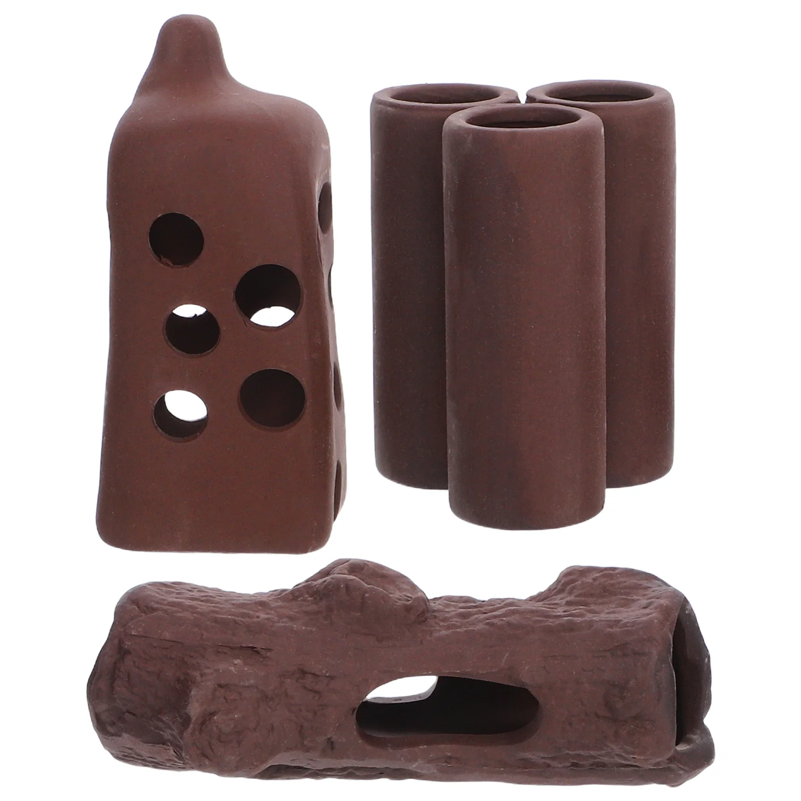 

3Pcs Aquarium Decorative Rockery Purple Sand Ceramic Betta Fish Shrimp Hideout Breeding Cave Fish Tank Ornament