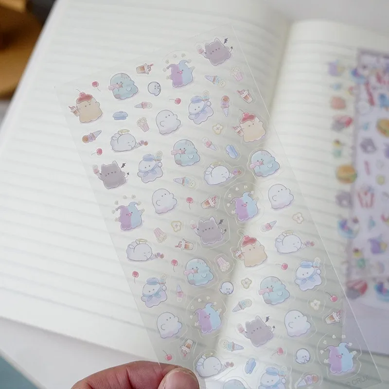 Cute Stickers Sets Multiple Options Cartoon Cats Waterproof Transparent PVC Stickers for DIY Notebook Phone Decorative Decals