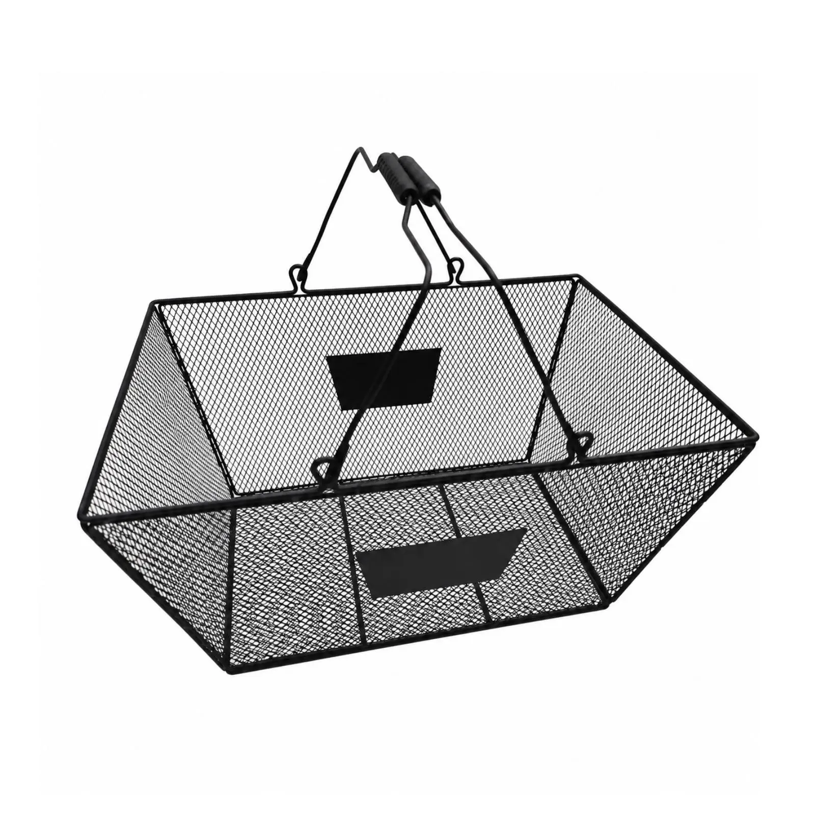 Rectangular Wire Mesh Caddy for Book Storage Tool Organization and Retail Merchandising with Comfortable Black Handles
