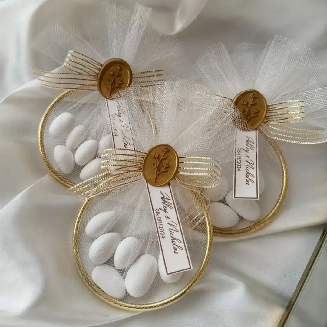 10pcs 80mm/65mm/75mm Handmade Personalized Wedding Gifts, Preferences, Gold Circle Decorative Accessories for Baby Shower Gifts