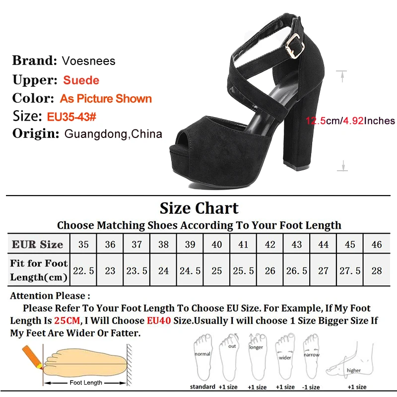 حجم كبير الصيف الصليب مشبك حزام الجلد المدبوغ الصنادل للنساء 12.5 سنتيمتر عالية الكعب الأسود سميكة منصة اللمحة تو أحذية امرأة مثير #4