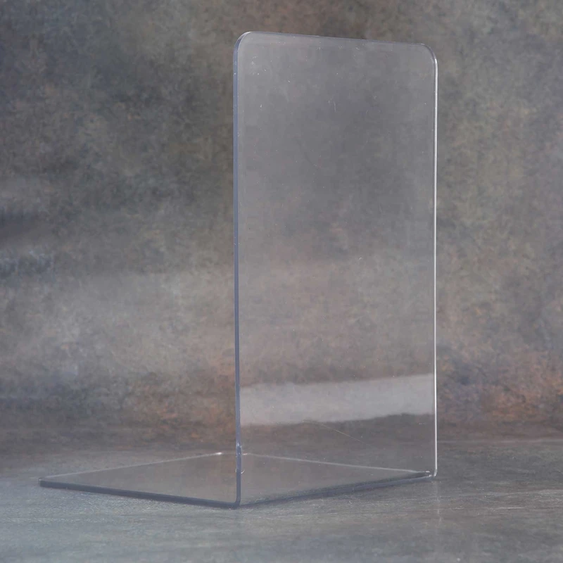 2PCS Transparent Acrylic Bookends L-Shaped Bookshelf