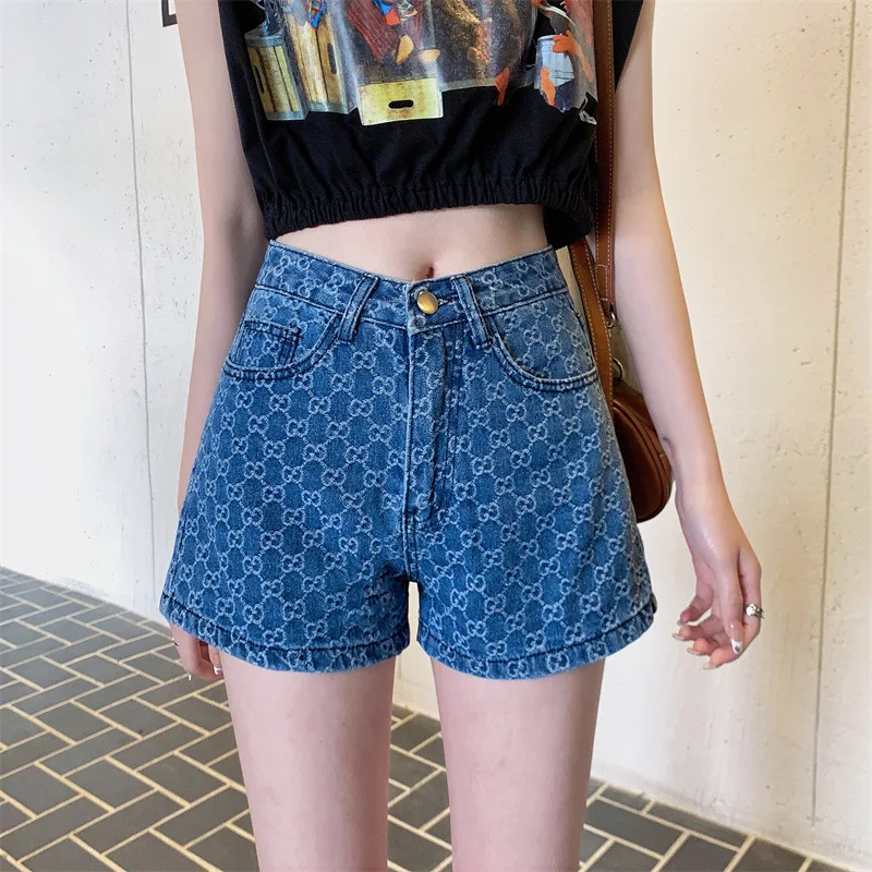 Summer Denim Shorts for Women Korean Fashion High Waist Short Jeans Female Casual Street Wide Leg Short Pants