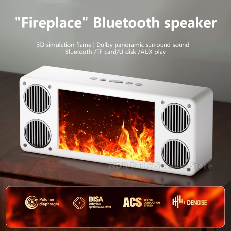 Nueva lámpara de llama de simulación para el hogar con Audio inalámbrico Bluetooth, luz nocturna de ambiente para dormitorio, altavoces pequeños de escritorio de alta calidad de sonido