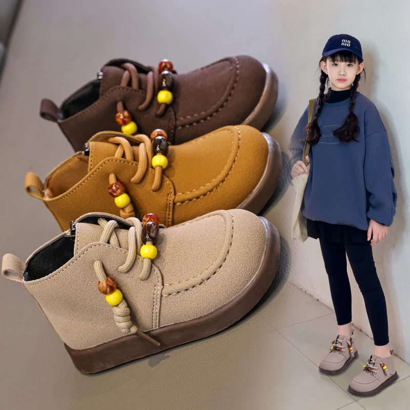 

Children's British-style Fashionable Retro Short Boots 2025 NEW Autumn-winter New Style Leather Boots Short Boots
