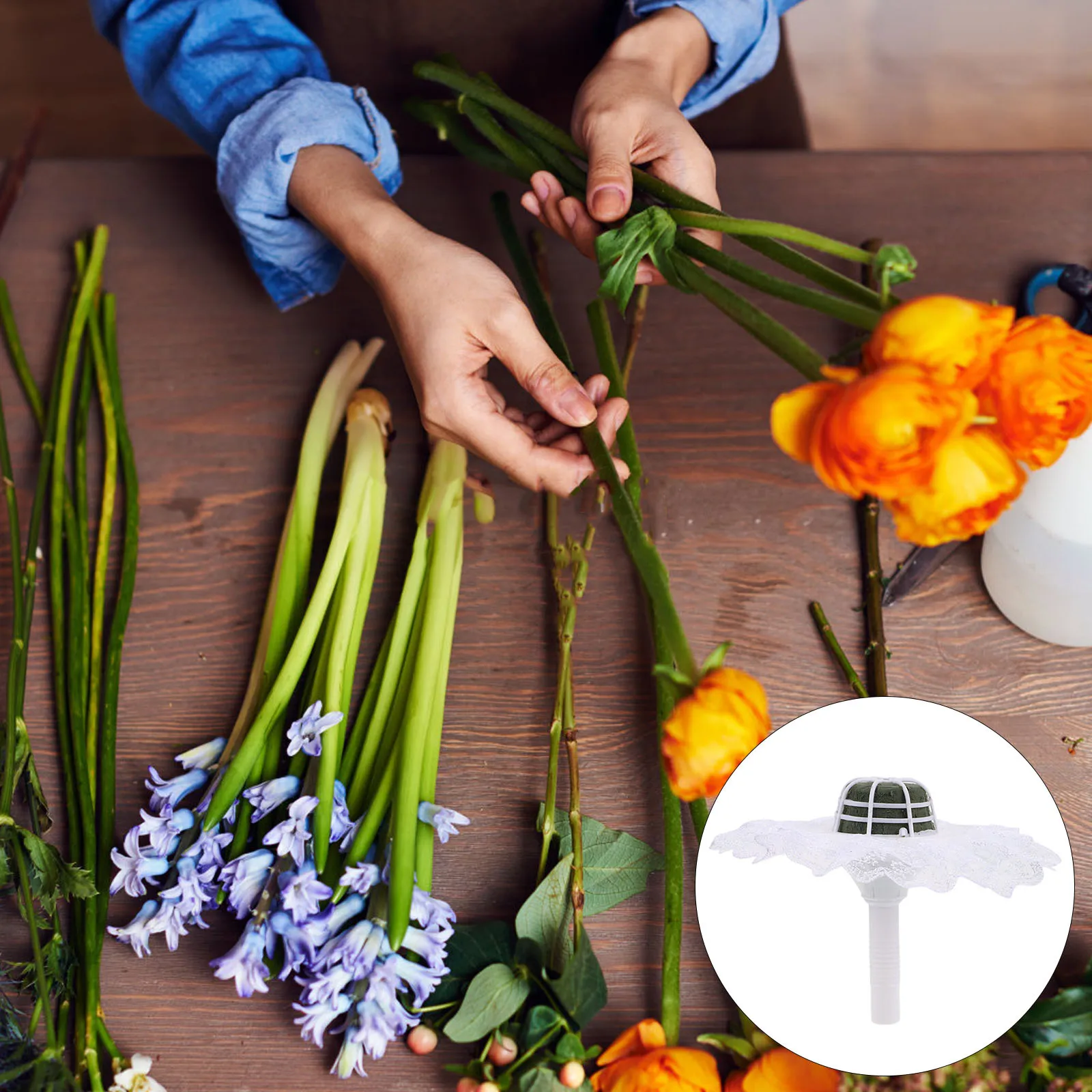 

6Pcs Floral Holder Wet Foam Bridal Bouquet Holder Resin Wedding Flower Arrangement DIY Craft Accessories Flowers Arrangements