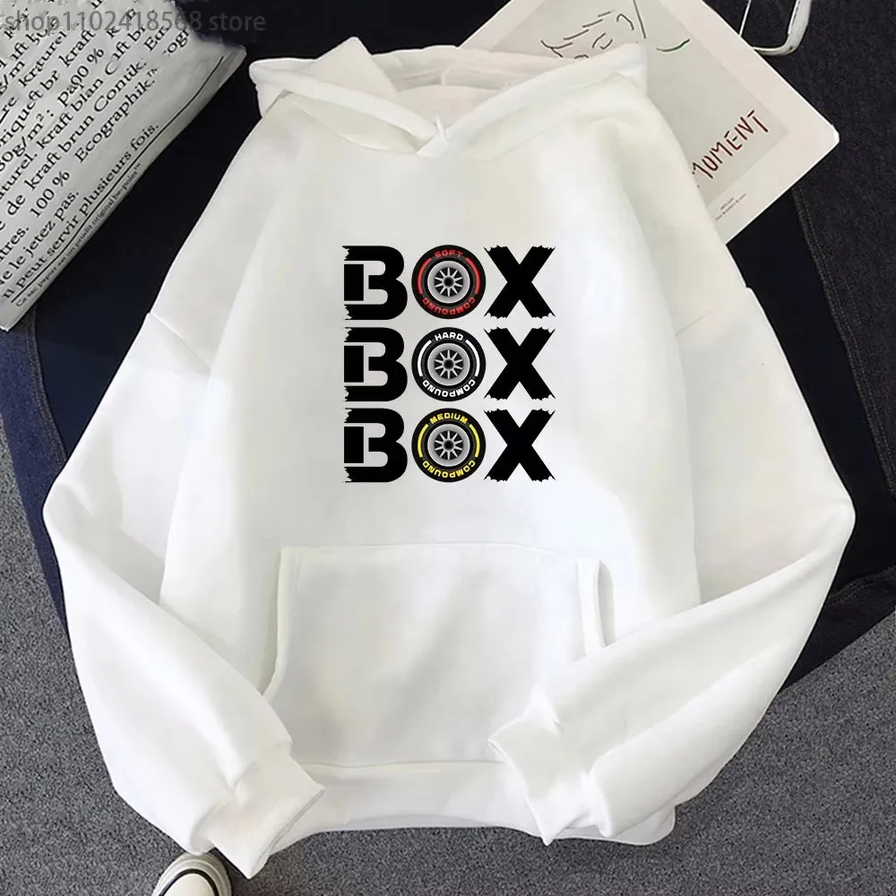 Box Box Box Hodies F1 Tyre Compound V2 Sweatshirts Women\'s Long Sleeve Top Oversized Hooded Funny Games Men Clothing Y2k Clothes