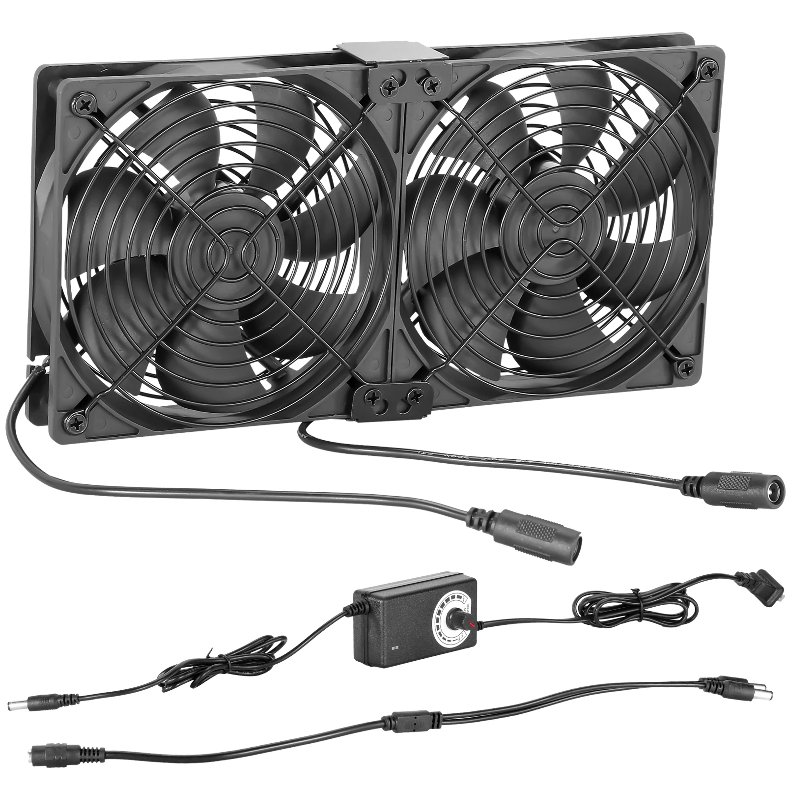 

2 in 1 Dual 120mm Fan GPU Mining Rig Cooling Solution with Speed Controller and Dual Ball Bearings High Air Flow CFM Speed