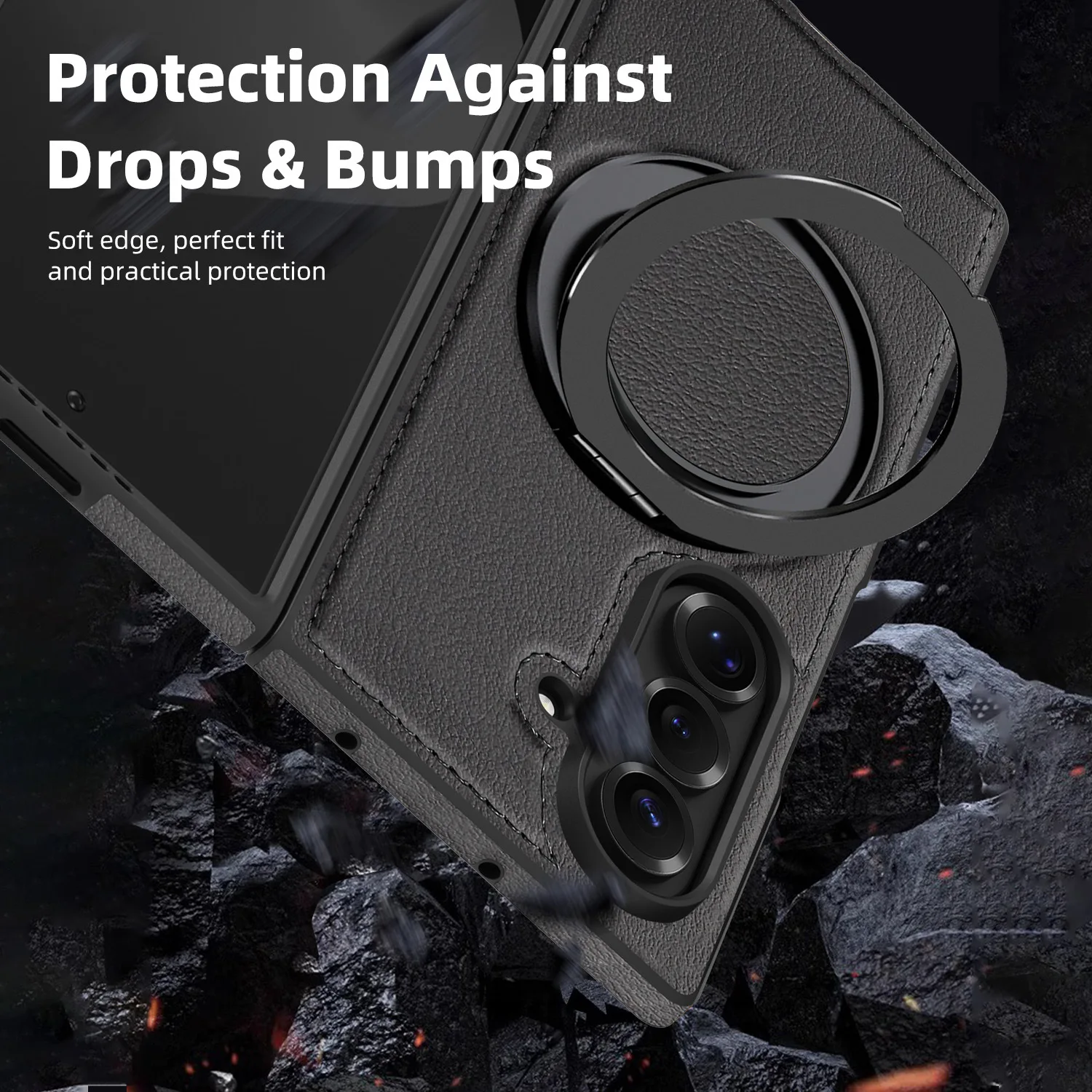 Magnetic Leather Holder Case For Samsung Galaxy Z Fold 7 6 5 4 3 Fold7 Fold6 5G For Magsafe 360 Rotating Stand Cover