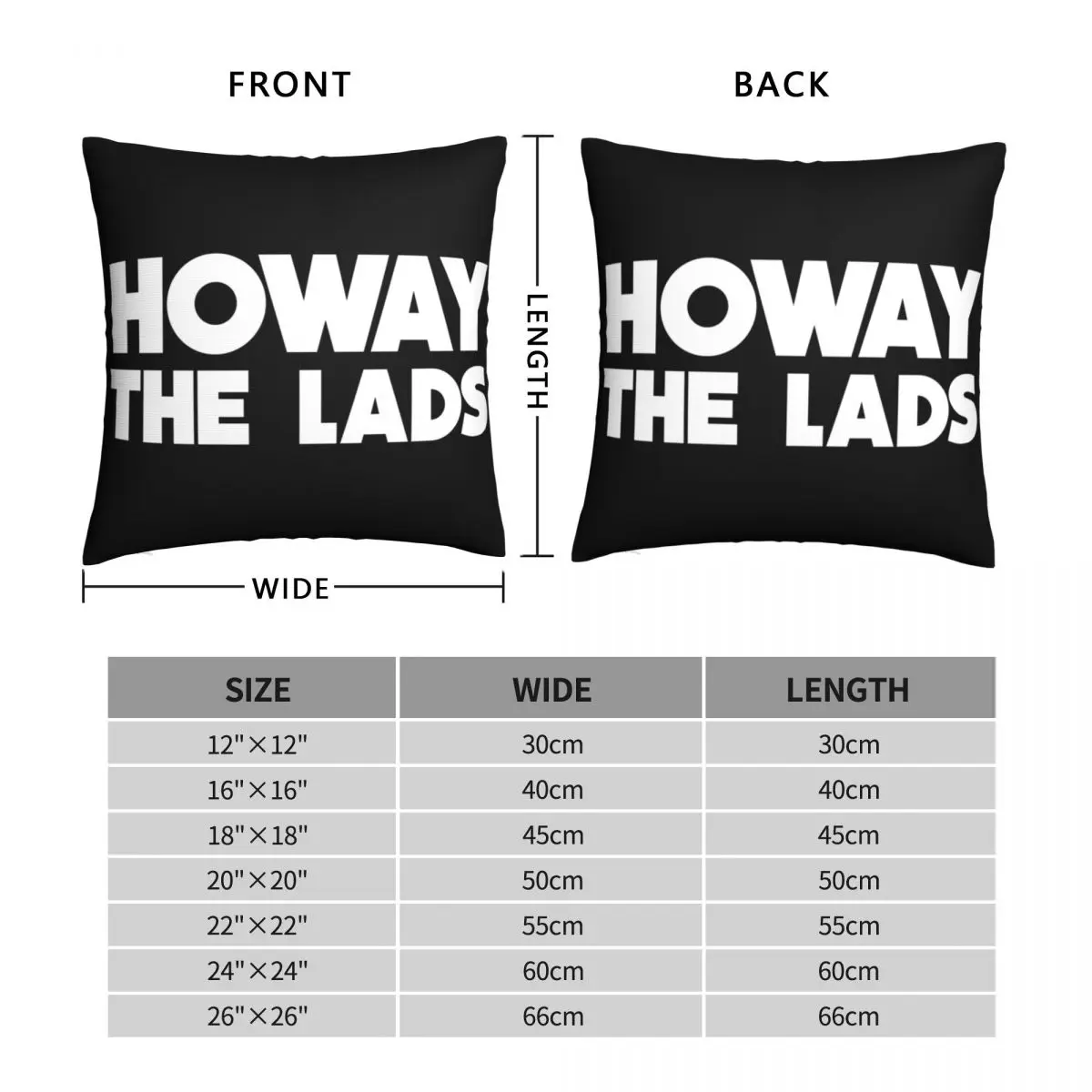 Howay The Lads Newcastle Supporters Pillowcase Polyester Linen Velvet Pattern Zip Decor Room Cushion Case