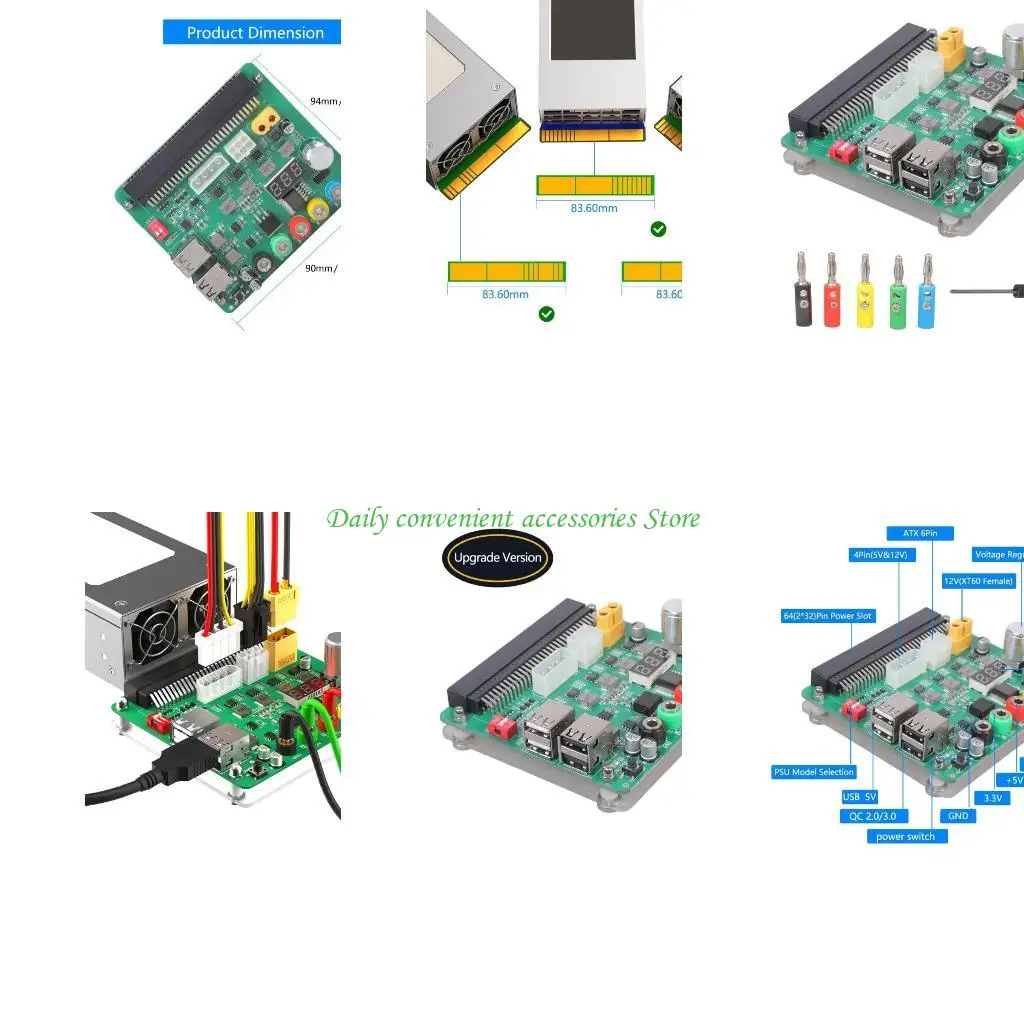 

97QB Распределительные платы блока питания с ручкой регулировки напряжения 3,30 В/5 В/12 В USB2.0 для D750ES1 750AB-2 05NF18
