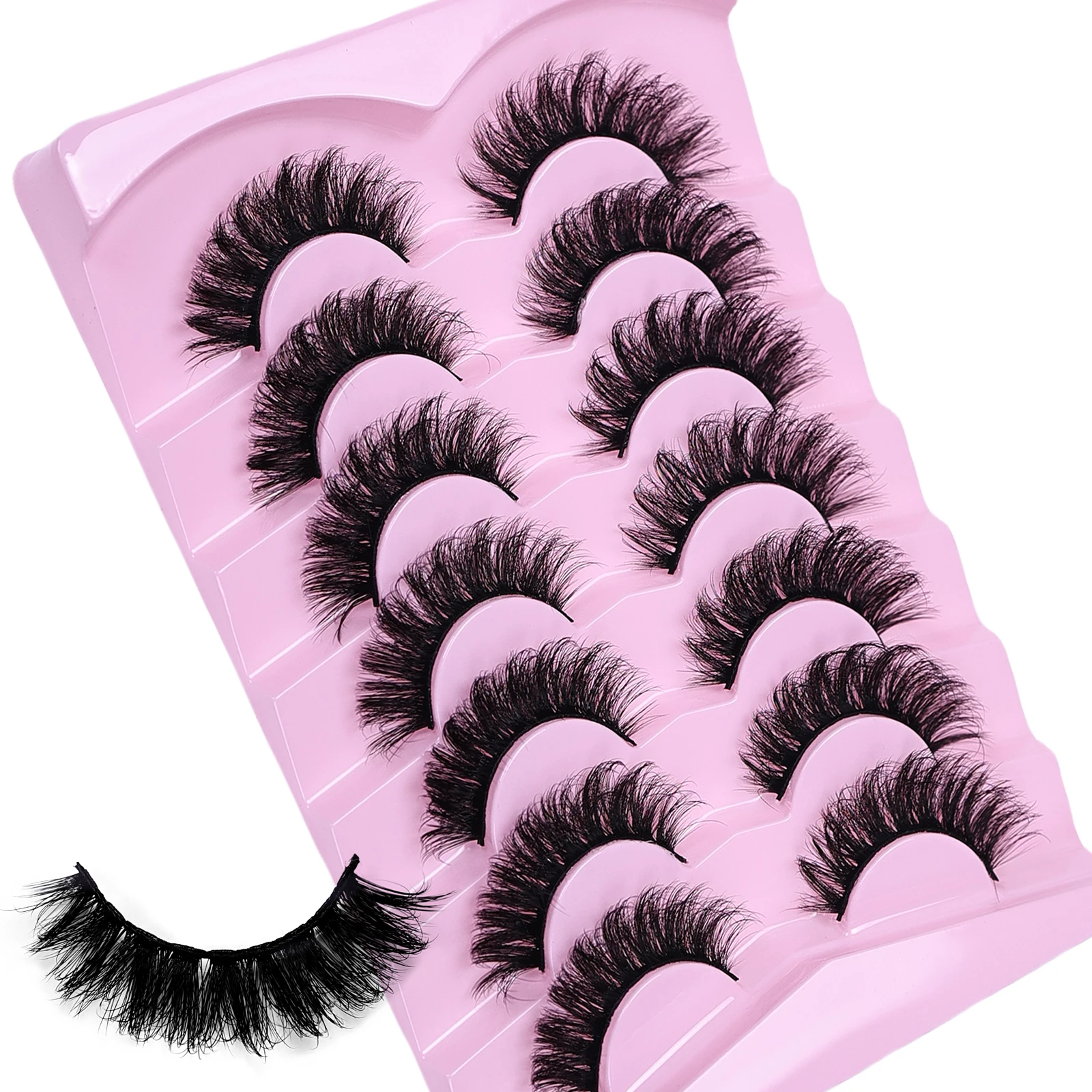 3D Cat Eye Lashes Pluizige Piekerige Valse Wimpers - Natuurlijk Luchtig Effect, Gemakkelijk aan te brengen voor dagelijkse/feestmake-up, Geschikt voor alle oogvormen