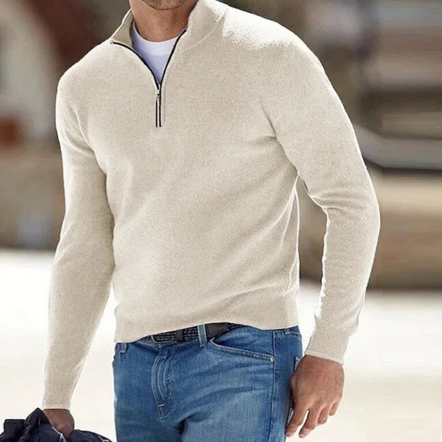 2026 Men's Jacket Knitted Sweater Thickened Pullover Semi-turtleneck Long Sleeve Men Sweater Wool Sweaters