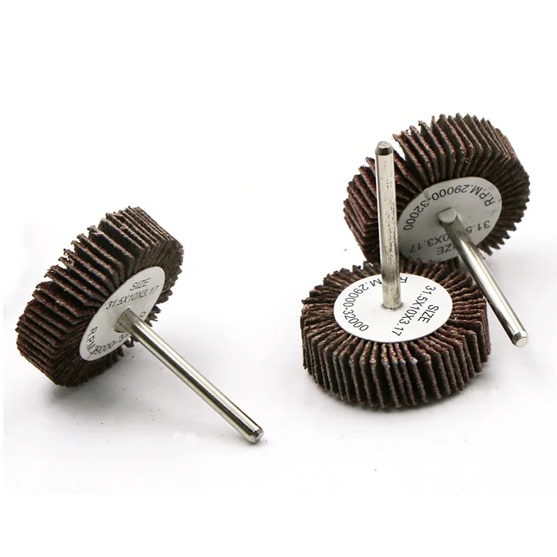 1PC Louver Grinding Head Abrasive Cloth Grinding Head with Shank Impeller Metal Woodworking Polished T-grinding Head