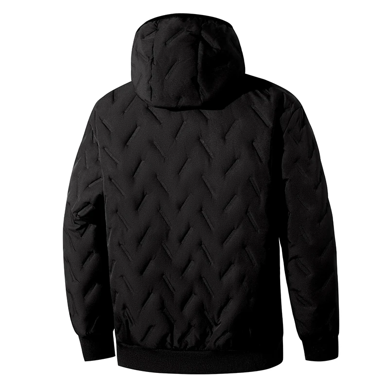 Winterbekleidung, Herrenmäntel, winddichte und warme Kleidung, dicke Herrenjacke mit Kapuze, Jacken für Herren, Thermomantel für Erwachsene, Herrenbekleidung für kalte Temperaturen. – Detail 4