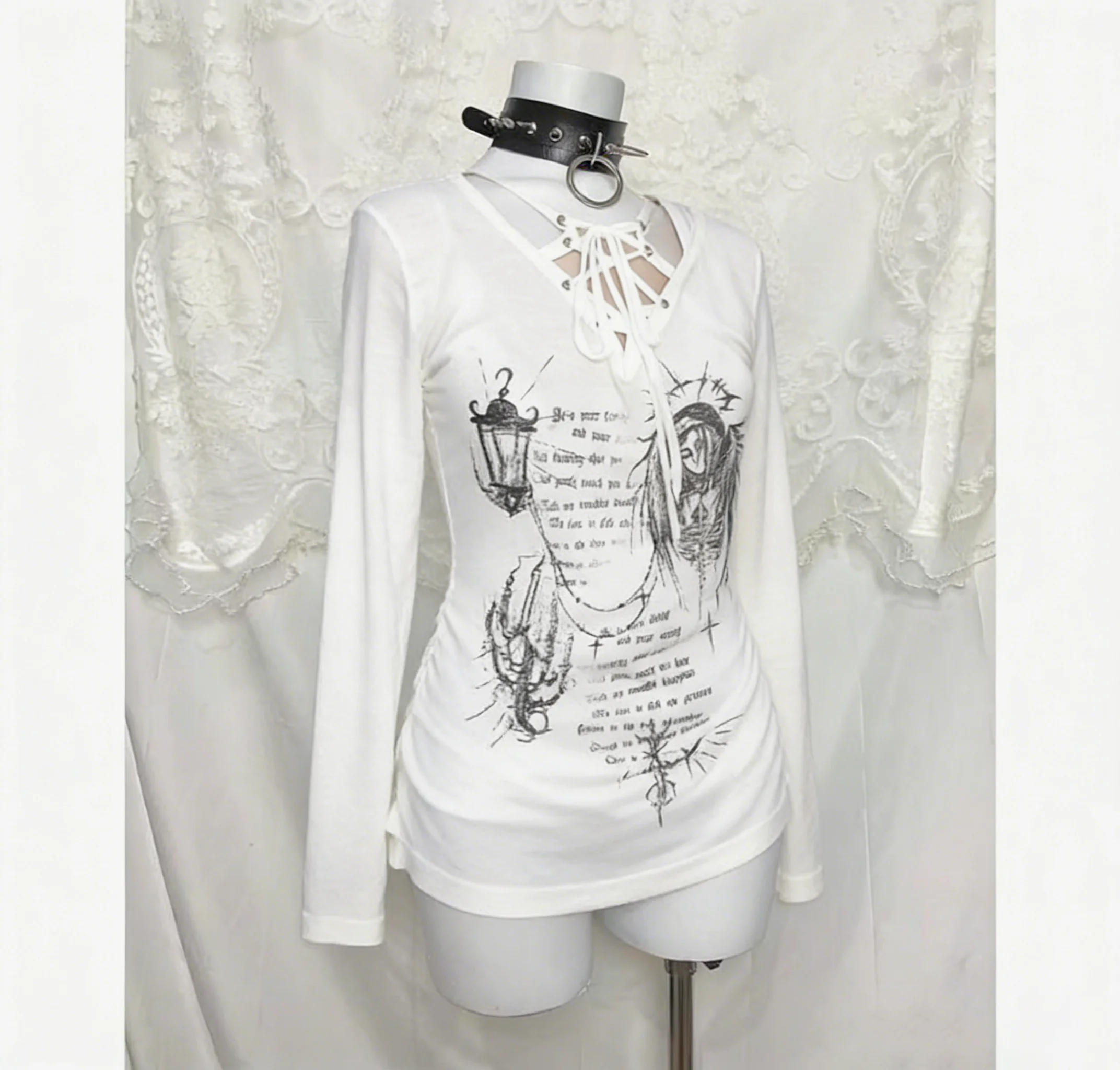 Black Letter Goth Sexy Gothic Graphic T-shirt Vintage Women's 90s
