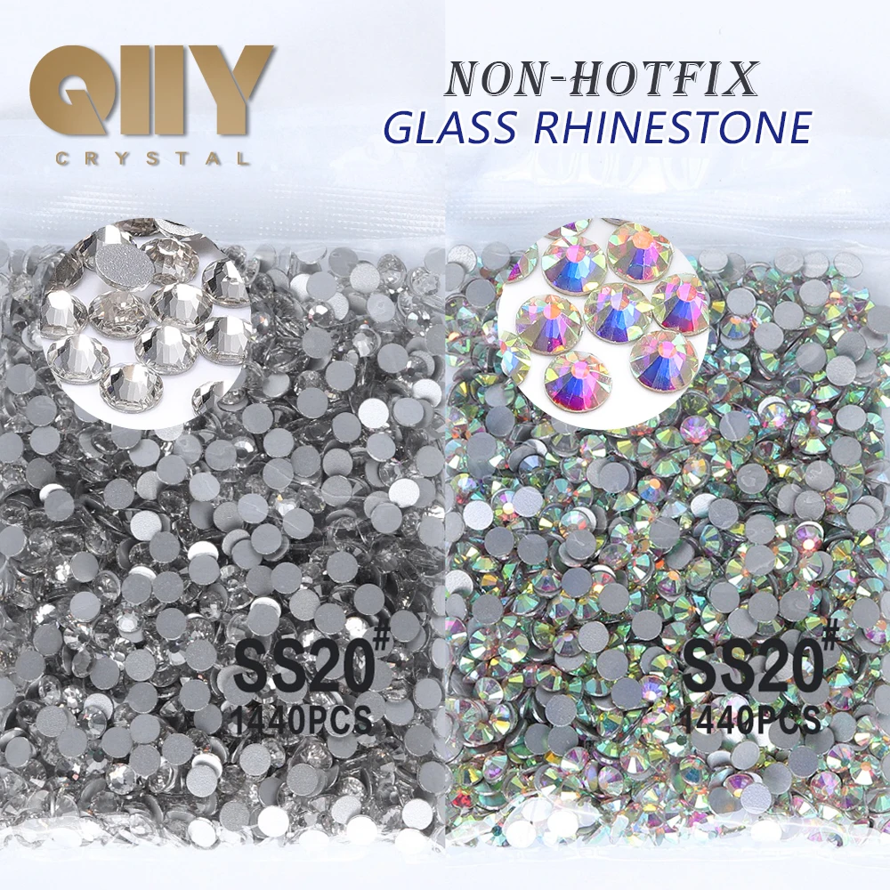 

Кристаллы QIIY Crystal Series с плоской задней поверхностью, стеклянные стразы, блестящие камни, приклеиваемые стразы для декора ногтей и одежды.