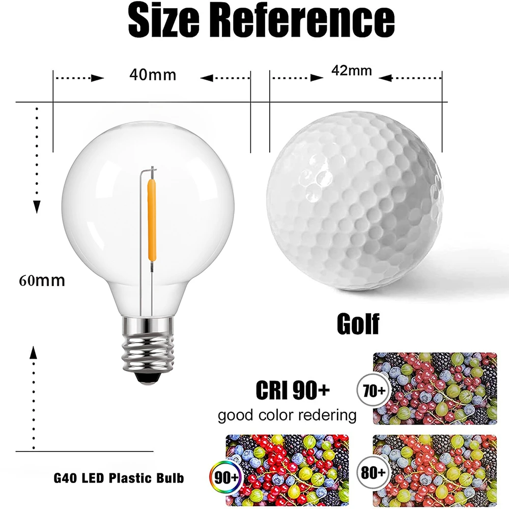 Vintage G40 Mini Plastic LED Bulb E12 110V 220V 1W Dimmable Shatterproof Waterproof Wedding Garland Garden Decoration Led Light