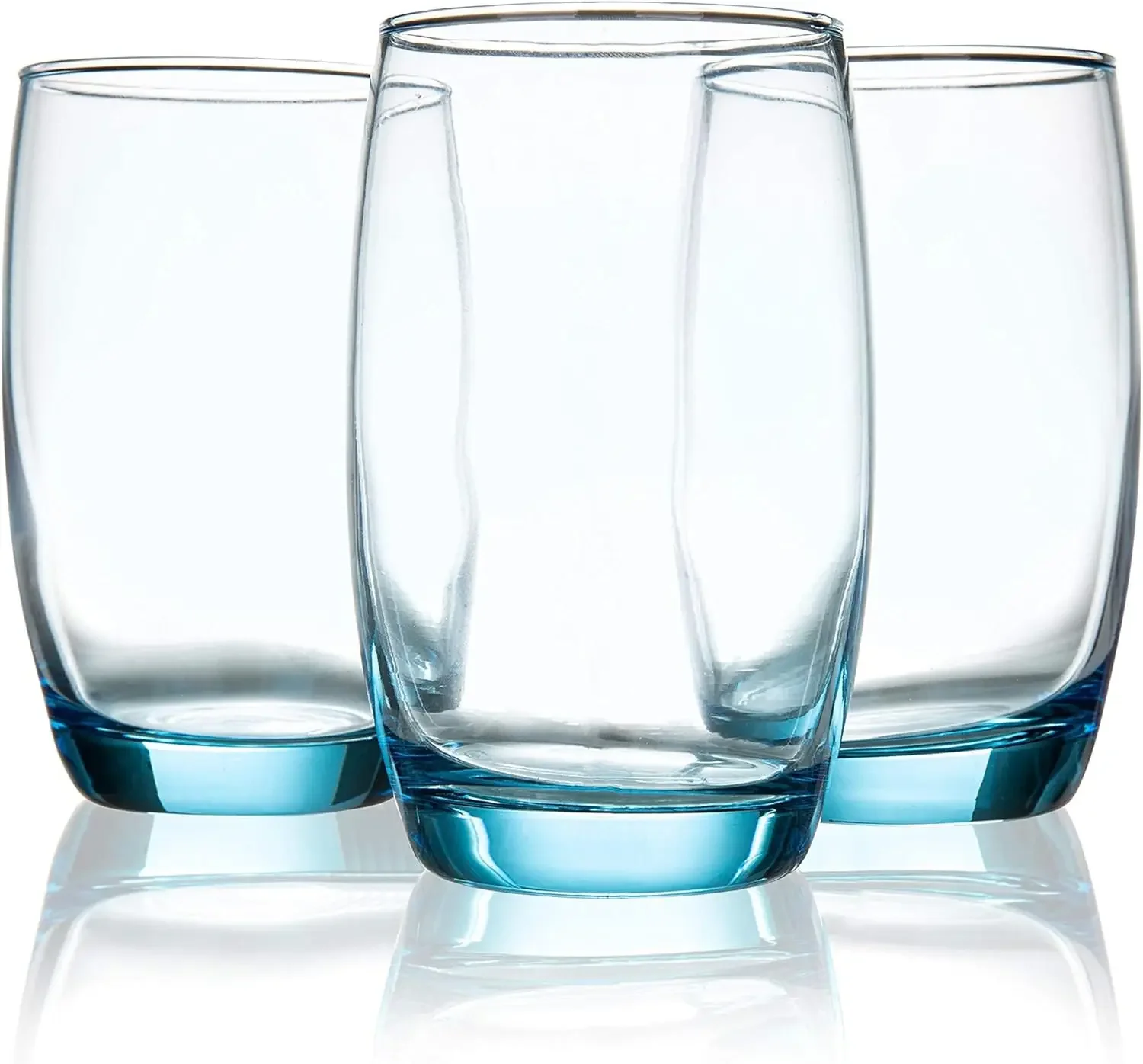 

13 Oz Italian-Style Drinking Glasses, Set of 6 Stemless Wine Glasses Clear Blue Drinks Glass Glassware, Girls Men Women Wedding