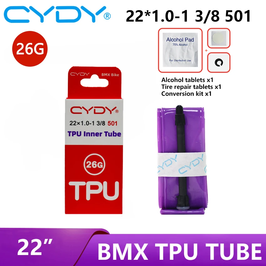 CYDY الدراجة بولي TPU كاميرا الأنبوب الداخلي 22 "501 22x1.0 1 1/8 1.1 1 1/4 1.4 1 3/8 بوصة صمام 45/65 مللي متر BMX إطار دراجة هوائية الإطارات