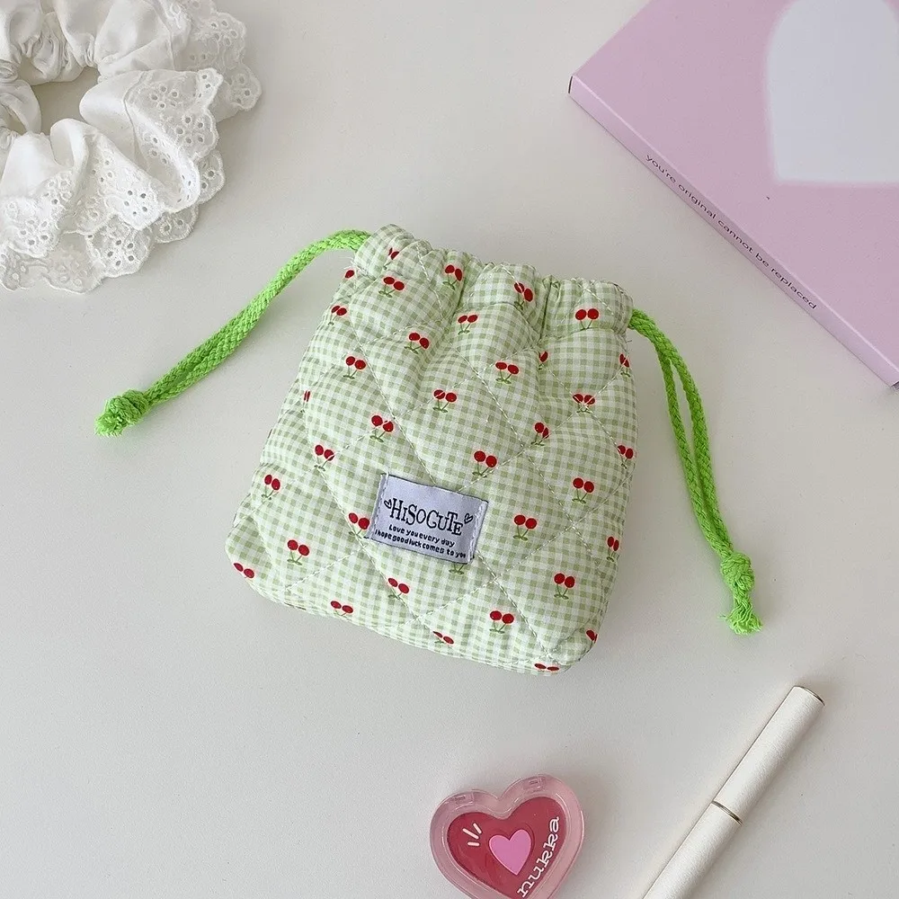 Portable Cherry Drawstring Pouch Multi-purpose Large Capacity Cosmetic Bag Travel Organizer Bag