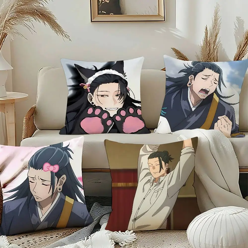 Anime S-Suguru Geto Kissenbezüge mit Muster, geeignet für Sofa, Schlafzimmer, Auto, Kissenbezug