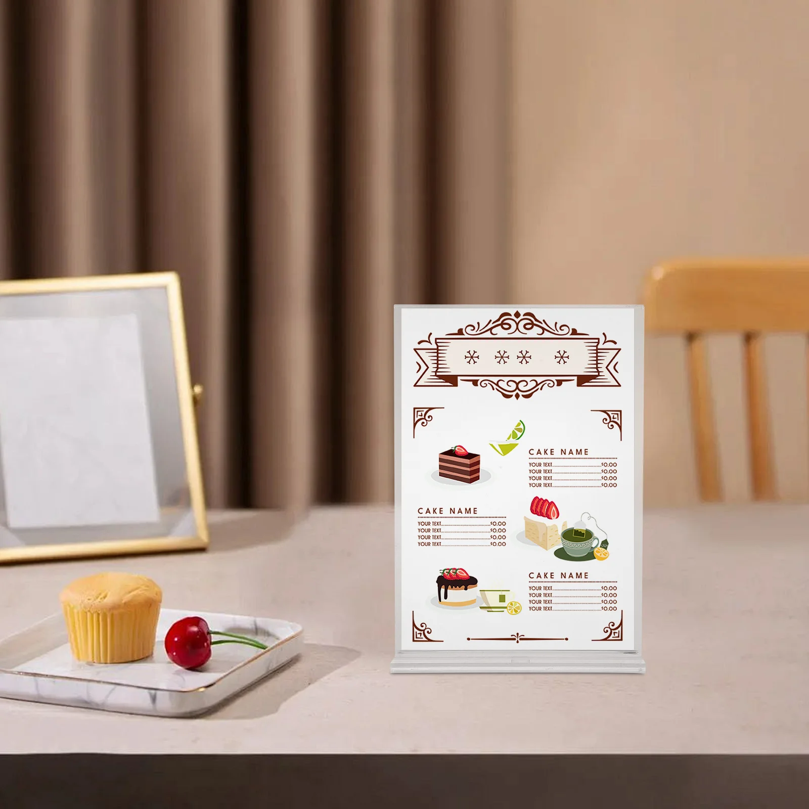 4pcs Clear Acrylic Display Stand Transparent Tabletop Sign Holder For Menus Posters Tags Wedding Restaurant Office Use Menu
