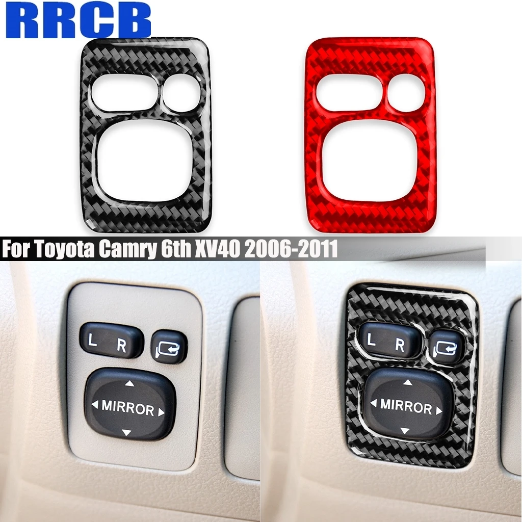 

For Toyota Camry 6th XV40‌ 2006-2011 Carbon Fiber Side View Mirror Adjustment Panel Interior Cover Sticker Trim Car Accessories