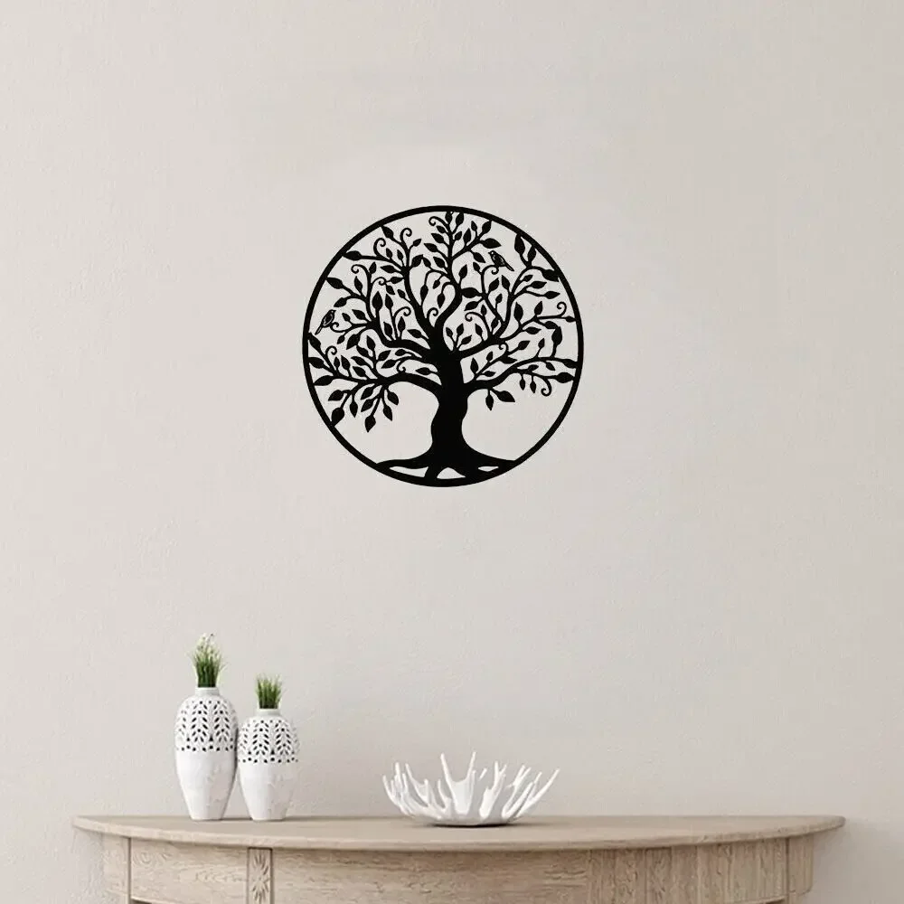 Arte della parete in metallo, segno della famiglia dell\'albero della vita: decorazione della parete in metallo con Silhouette artistica in ferro,