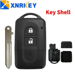 XNRKEY 2 guziki obudowa pilota z kluczykiem samochodowym Fob do Nissan Micra X-trail Qashqai Juke Duke Pathfinder osłona etui na klucze z nieciętym ostrzem