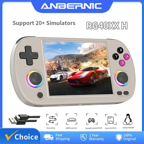 ANBERNIC RG40XX H consola de juegos portátil Linux sistema de 64 bits 4,0 pulgadas IPS 3200mAh consola de videojuegos Retro 64G 5000+ juegos regalo