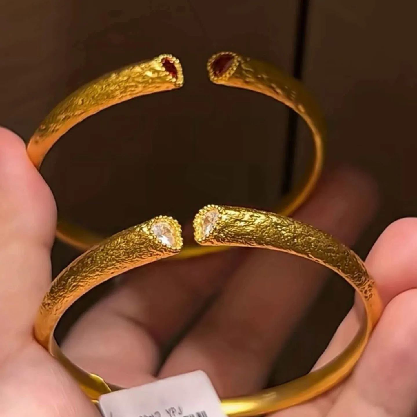 Briex Jewelry Heart to Heart Bangle and Ring Set Women's 24K Gold AU999 - Pure gold heart set, low-key luxury, for office days