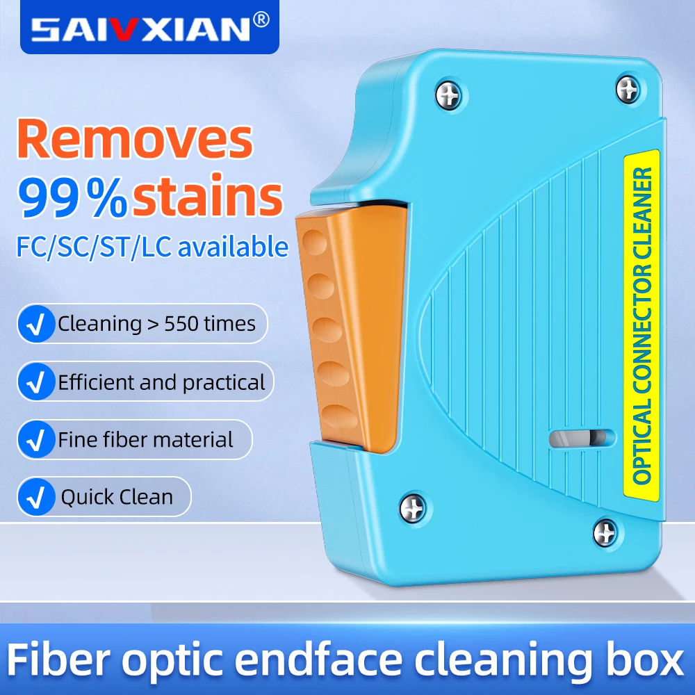 SAIVXIAN Fiber End Face Cleaning Box Pigtail Cleaner Cassette Fiber Wiping Tool Ftth Optic Fiber Cleaner Tools for SC/ST/FC