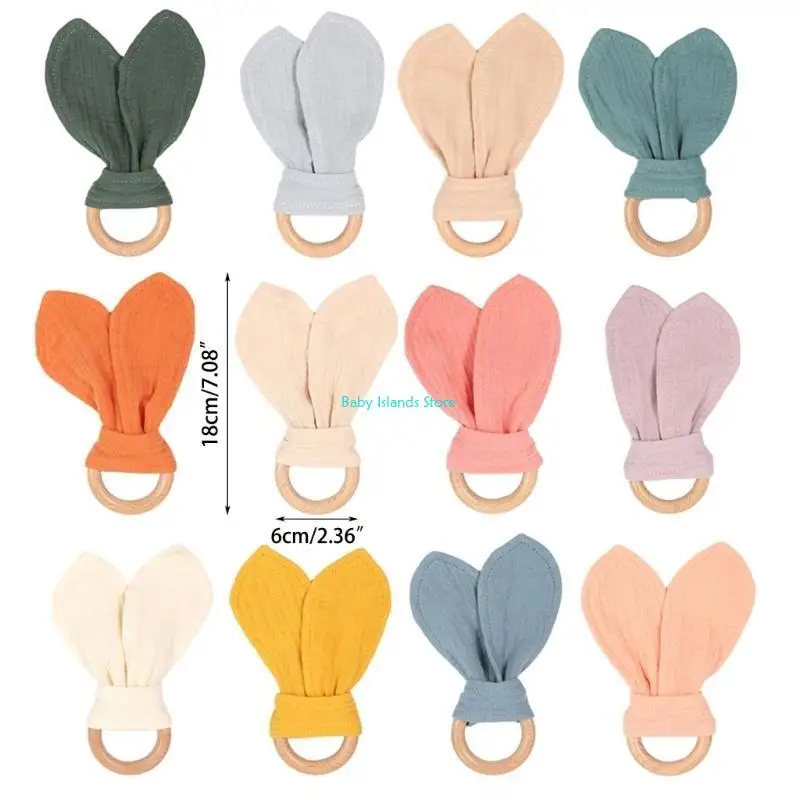 K92D لعبة التسنين للأطفال الكرتون الأرنب الأذن الخشب عضاضة لتقوم بها بنفسك أداة المضغ