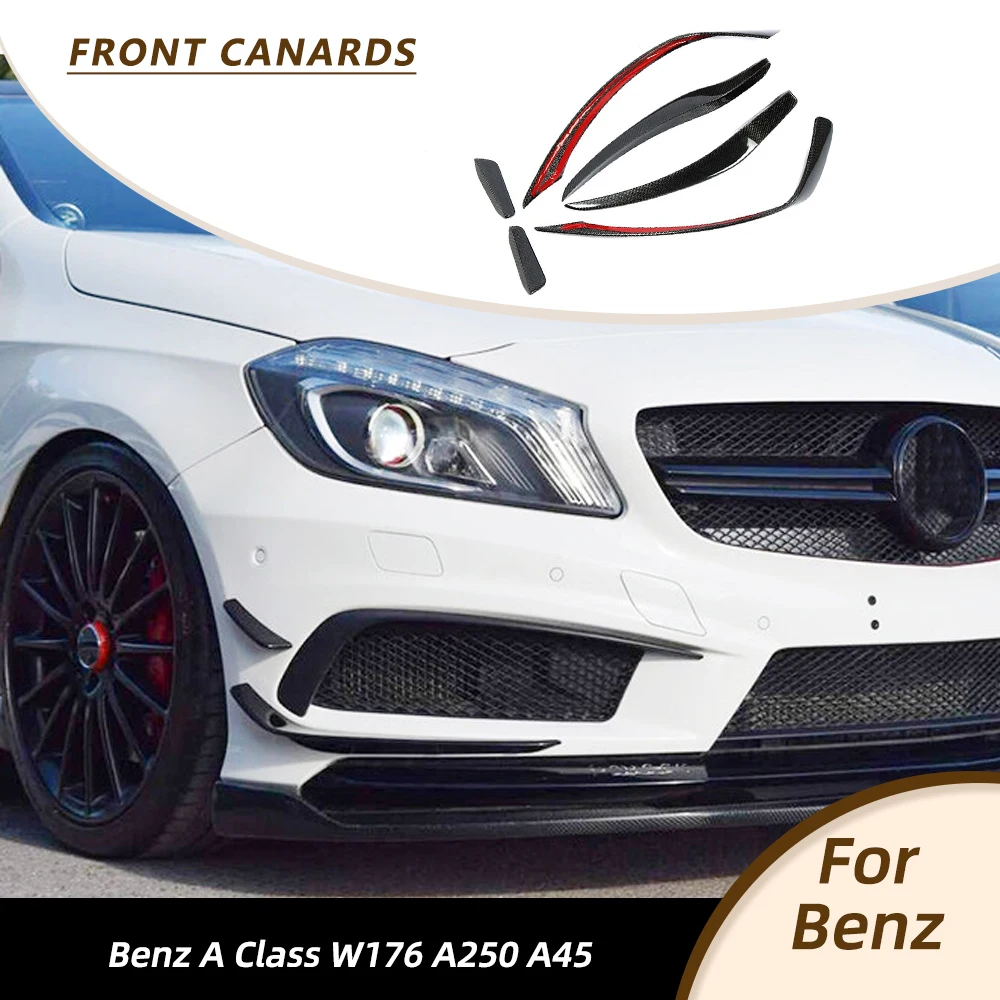 

Car Front Bumper Canards For Mercedes W176 A250 A45 AMG FRP Front Bumper Fins Spoiler Canard Lip Racing Splitters Carbon Fiber